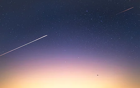 摄影 黄昏 夜晚 天空 星星 繁星之夜 太空 自然 陨石 流星 日落 轨迹 飞机 无水印壁纸 5120×2880