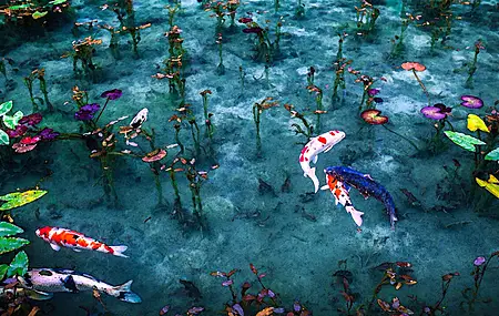 绘画 植物 树叶 鱼 锦鲤 电脑 桌面壁纸 3840×2400