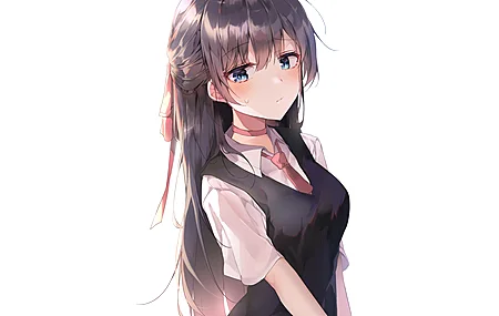 经典原创 人物 长发 红眼睛 动漫 女孩 简单背景 腮红 银发 校服 电脑 壁纸 4698×2642