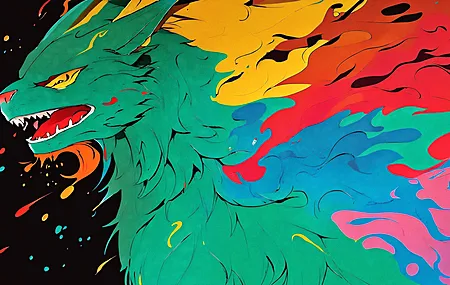 艺术 生物 彩色 龙 绿色 黑色背景 电脑 壁纸 4050×2160