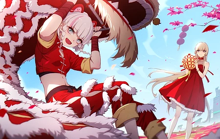 蔚蓝 独角兽 动漫 女孩 连衣裙 大腿 电脑 无水印壁纸 4500×2355