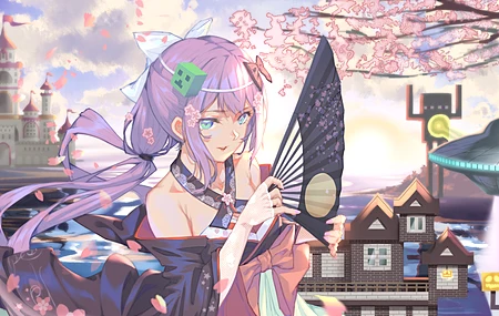 超清长发 动漫 动漫女孩 连衣裙 艺术 电脑 手机壁纸 4409×2480