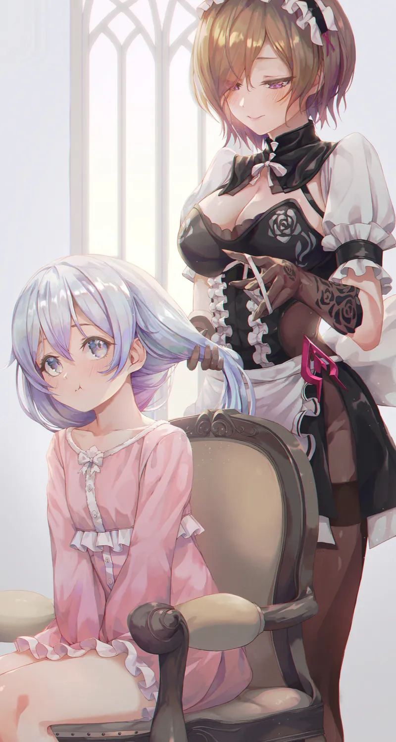黑发 动漫 反射 鲜花 动漫女孩 连衣裙 蓝色 异瞳 电脑 壁纸 3840×2160