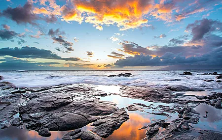 水 海 日落 海岸 云 海浪 石头 风景 自然 天空 阳光 电脑 4K壁纸 3840×2160