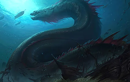 AI艺术 沉船 海洋 蛇 船 生物 深海 概念 电脑 手机壁纸 3840×2160
