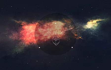 空间 线框 鹿 极简主义 矢量 抽象 空间艺术 AI艺术 圆 星云 电脑 壁纸 3840×2160