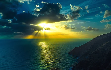 风景 日出 海洋 天空 黑暗 地平线 海岸 阳光 自然 电脑 4K高清壁纸 3840×2160