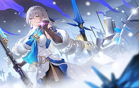 长发 士兵 动漫 动漫女孩 星际铁路 耳环 雪 腮红 旗帜 电脑 高清壁纸 4096×2304