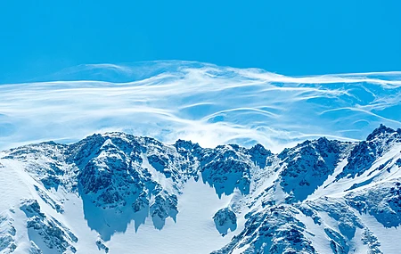 超清天空 云彩 山脉 山 蓝天 雪 电脑 4K壁纸 7952×3128