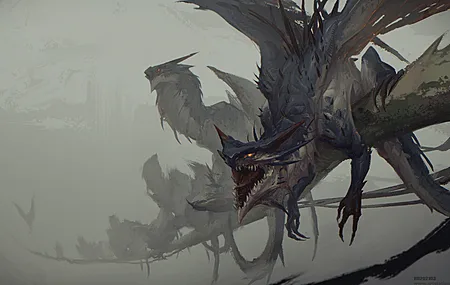超清奇幻艺术 雾 龙 生物 绘画 艺术 电脑 无水印壁纸 3840×2202