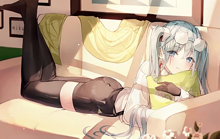 唯美动漫 女孩 初音 小提琴 长袜 桌面壁纸 4879×2933