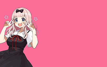 藤原千香 动漫 动漫女孩 粉色背景 发带 校服 电脑 无水印壁纸 3840×2160