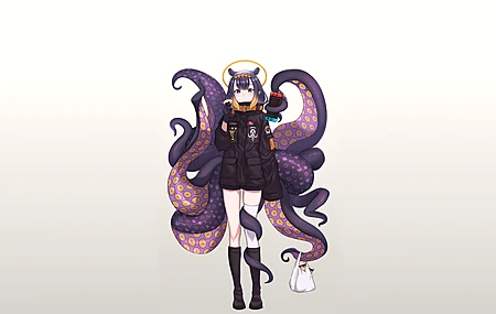 动漫 动漫女孩 全息 虚拟 简单背景 触手 电脑 壁纸 3840×2160