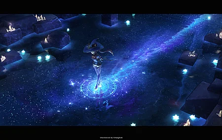 绝美女巫 原神 图片 动漫女孩 女巫服装 水 倒影 星夜 电脑 壁纸 5000×2500