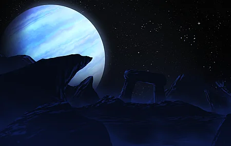 AI艺术 插图 风景 自然 黑暗 夜晚 行星 星星 岩层 环境 天空 电脑 4K高清壁纸 3840×2160