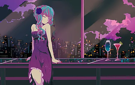 动漫女孩 动漫 设计 绘画 概念 紫色 艺术 电脑 壁纸 3840×2160