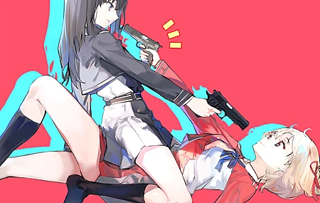 娇小 女孩 AI艺术 动漫 动漫女孩 枪 大腿 袜子 裙子 瞄准 电脑 4K高清壁纸 5016×3541