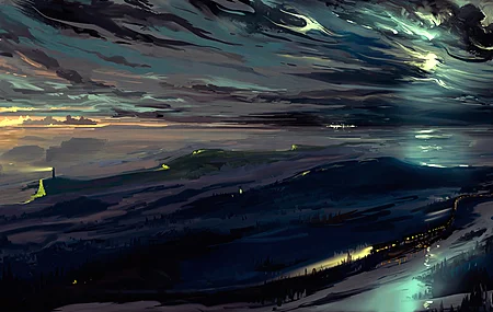 绚丽云 灯塔 火车 海 森林 日出 绘画 电脑 无水印壁纸 3840×2160
