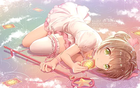 热门动漫女孩 百变小樱 小樱 魔法棒 魔卡 魔法卡片 库洛牌 高清壁纸 4096×2560