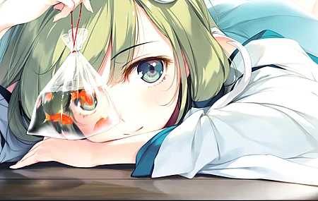 绿头发 绿眼睛 可口可乐 小谷三奈 动漫 动漫女孩 壁纸 3977×2806