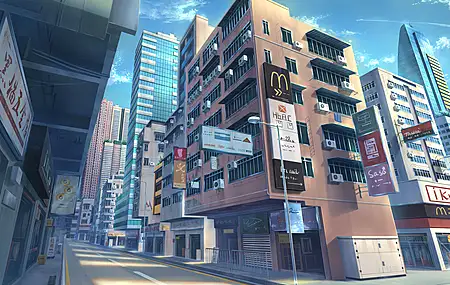 超清动漫 城市景观 亚洲 街道 蓝色 , 壁纸 3840×2160