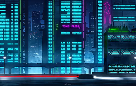 唯美AI艺术 插图 城市 灯光 霓虹 夜晚 蓝色 汽车未来主义 未来城市 建筑 摩天大楼 赛博朋克 4K壁纸 3840×2160