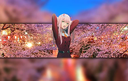 高清DARLING 粉色头发 苍白 樱花 动漫 动漫女孩 国家队 4K壁纸 3840×2160