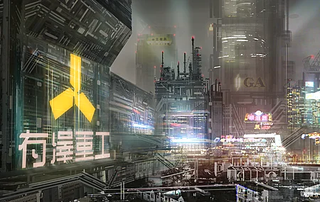经典赛博朋克 小镇 灯光效果 4K壁纸 4752×3168