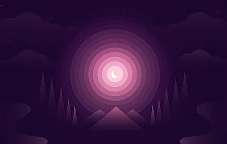 渐变 风景 夜景 抽象 AI艺术 月亮 矢量 极简主义 电脑 壁纸 3840×2160