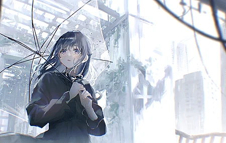 小鱼 动漫 动漫女孩 雨伞 雨 衣服 壁纸 4096×2626