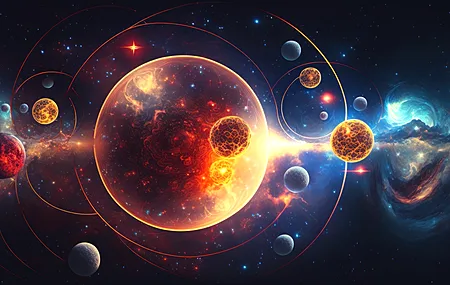 艺术 彩色 插图 月亮 行星 恒星 伽利 空间 4K高清壁纸 4579×2616