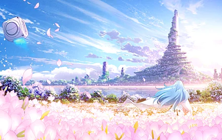 经典萤石 动漫 风景 机器人 花瓣 动漫女孩 未来主义 科幻 壁纸 5083×3000