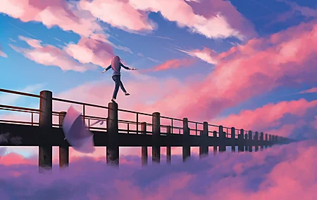动漫 动漫女孩 天空 雨伞 4K壁纸 3840×2160