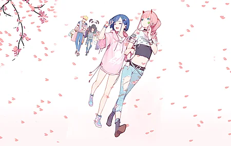热门动漫 动漫女孩 动漫男孩 樱花 校服 青春 高清壁纸 3840×2160