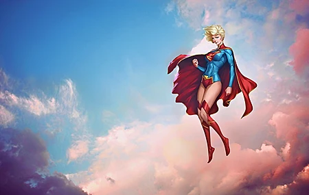 超女 女人 奇幻女孩 超级英雄 漫画 斗篷 天空 壁纸 3840×2160