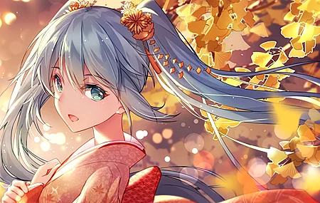 唯美蓝眼睛 蓝头发 动漫女孩 小提琴 双尾 4K壁纸 3840×2160