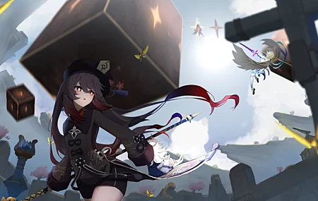 超清胡桃 原神 动漫女孩 魔方 水晶 壁纸 6274×3307
