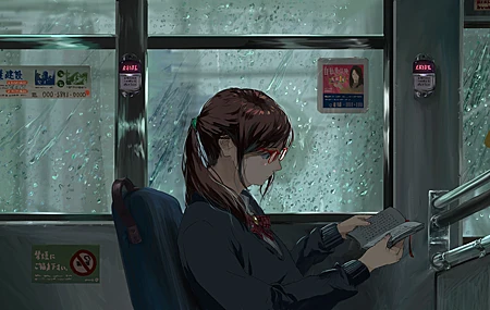 黑发 动漫女孩 水滴 雨 壁纸 5626×2724