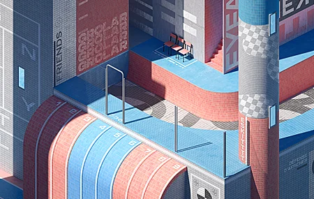 绚丽AI艺术 环境 游乐场 户外 插图 建筑 游泳池 高清壁纸 3840×2160