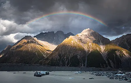 高清自然 风景 山脉 云彩 彩虹 壁纸 4096×2304