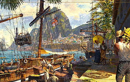 唯美AI艺术 船舶 港口 帆船 码头 香蕉 壁纸 3840×2160
