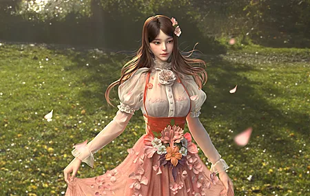 热门幻想女孩 女性 数码艺术 花卉 樱花 连衣裙 无水印壁纸 3840×2486