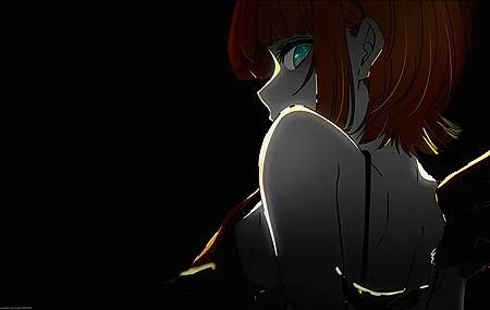 黑色背景 单色 动漫女孩 简单的背景 极简主义 回头 回望 4K高清壁纸 3840×2160