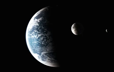 地球 太空 行星 黑色 月球 无水印壁纸 7680×4320