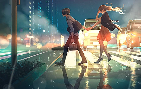 原创人物 动漫 动漫女孩 动漫男孩 动漫情侣 雨 壁纸 4093×2894