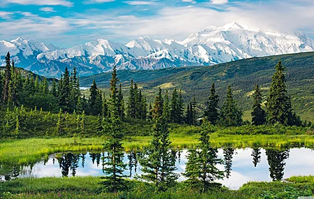 自然 风景 山脉 水 倒影 日光 树木 4K高清壁纸 3840×2160