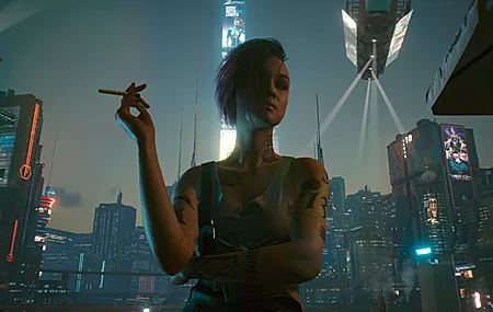 游戏CG 女性 赛博朋克 香烟 霓虹灯 壁纸 3840×2160