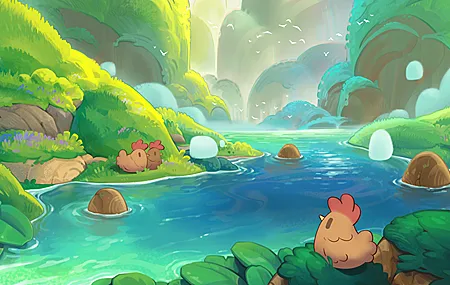 热门河流 石头 鸡 艺术 AI艺术 水 自然 动物 森林 高清壁纸 3840×2160