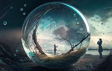 艺术 超现实 插图 世界 泡沫 云 无水印壁纸 4579×2616