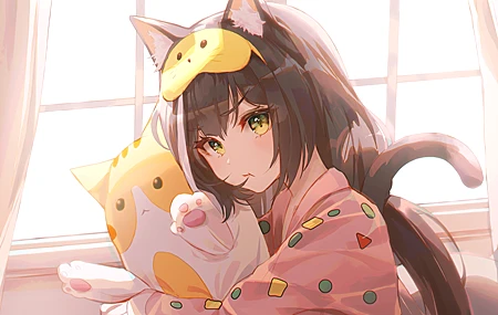 公主连接 动漫女孩 睡衣 卧室 猫耳 可爱 萌 抱枕 壁纸 4100×3385
